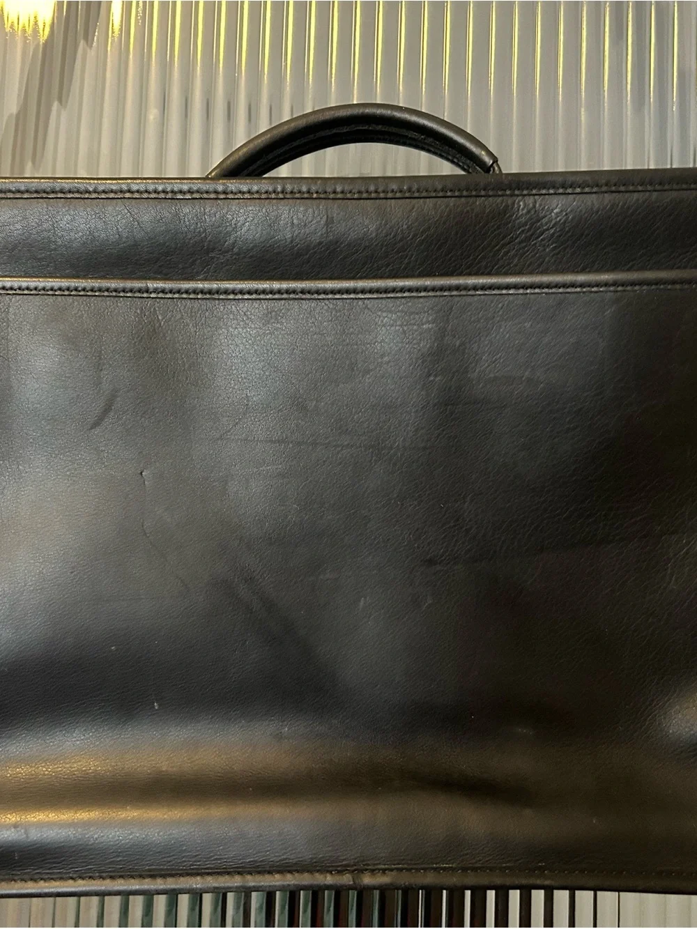 Coach Black Leather Messenger Bag Style Briefcase with Top Handle
